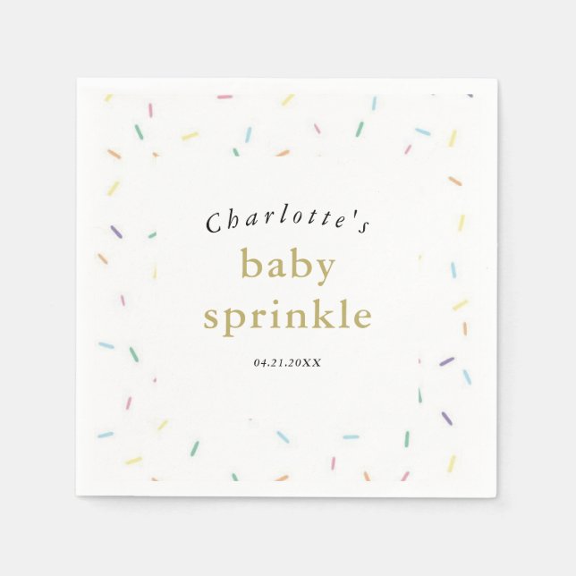 Rainbow Sprinkles Baby Sprinkle Invitation Napkins (Front)