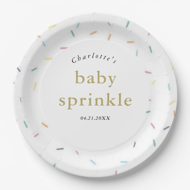 Rainbow Sprinkles Baby Sprinkle Invitation Paper Plates (Front)