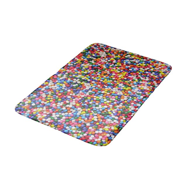 Rainbow sprinkles bathroom mat (Angled)