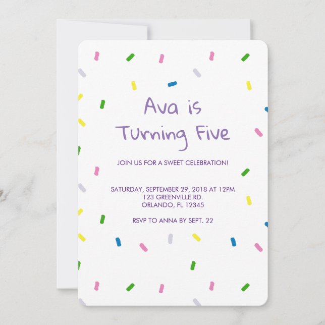 Rainbow Sprinkles Birthday Pattern Invitation (Front)