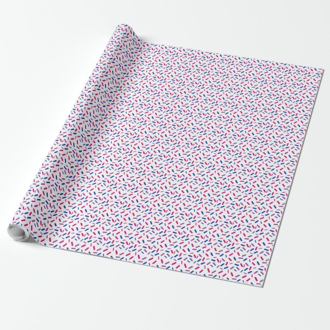 Rainbow Sprinkles Bisexual Pride Flag Wrapping Paper (Unrolled)