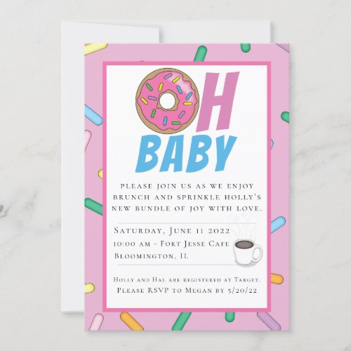 Rainbow Sprinkles Brunch Baby Shower Invitation