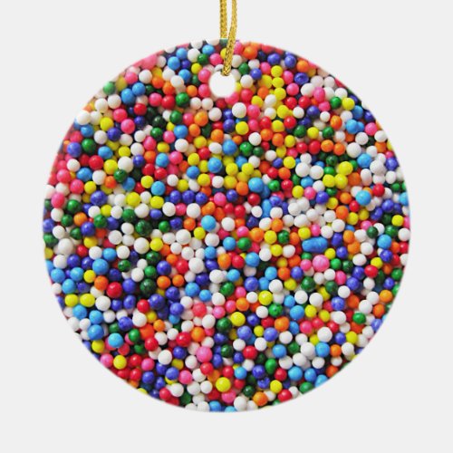 Rainbow sprinkles ceramic ornament