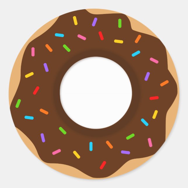 Rainbow Sprinkles Chocolate Donut Classic Round Sticker (Front)