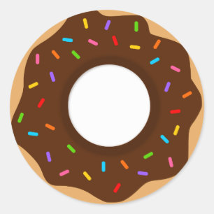 Rainbow Sprinkles Chocolate Donut Classic Round Sticker