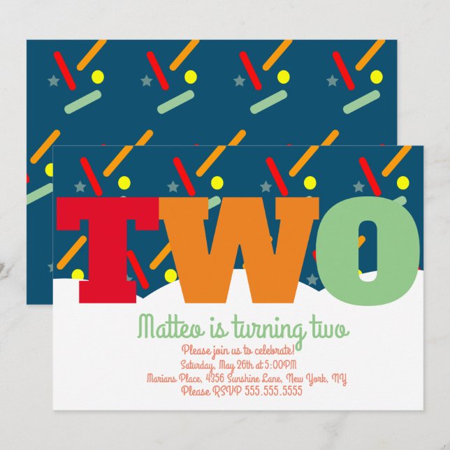 Rainbow Sprinkles Colorful Birthday Party Invitation (Front/Back)