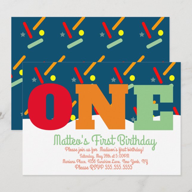 Rainbow Sprinkles Colorful Birthday Party Invitation (Front/Back)