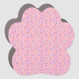 Rainbow Sprinkles Colorful Confetti Light Pink Car Magnet