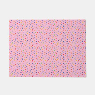 Rainbow Sprinkles Colorful Confetti Light Pink Doormat