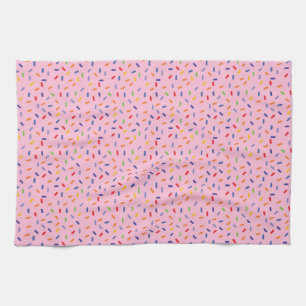 Rainbow Sprinkles Colorful Confetti Light Pink Kitchen Towel