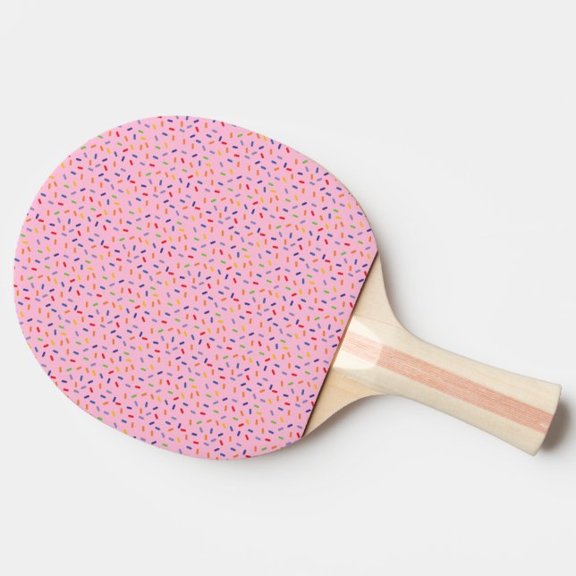 Rainbow Sprinkles Colorful Confetti Light Pink Ping Pong Paddle (Side)