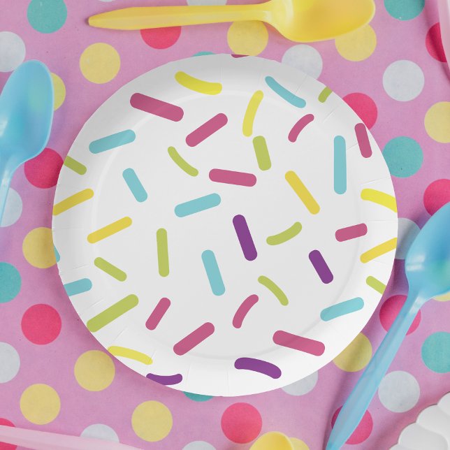 Rainbow Sprinkles Colorful Dessert Candy Paper Plates (Creator Uploaded)
