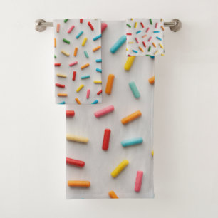 Rainbow Sprinkles Colorful Pattern Bath Towel Set