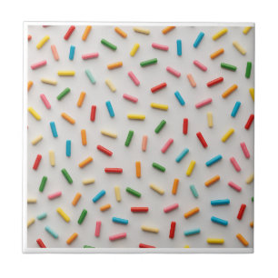 Rainbow Sprinkles Colorful Pattern Ceramic Tile