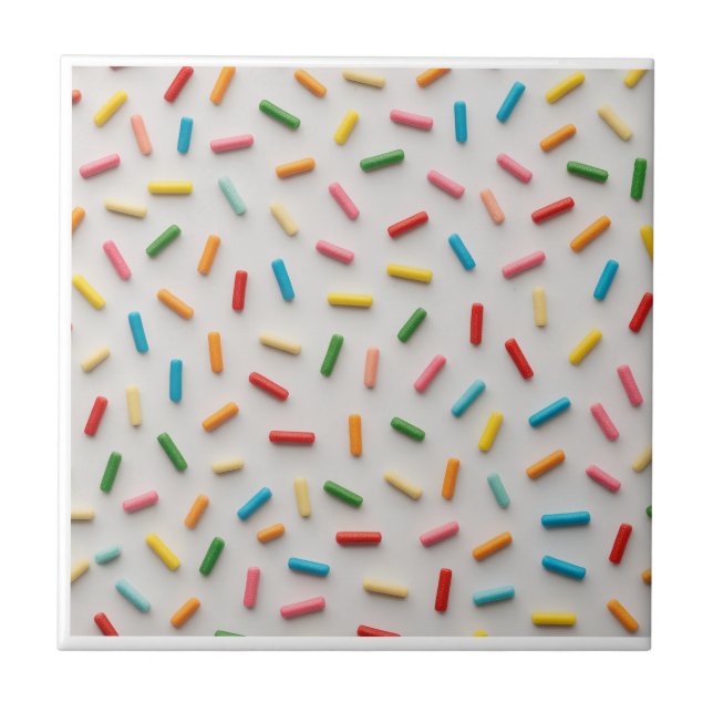 Rainbow Sprinkles Colorful Pattern Ceramic Tile (Front)