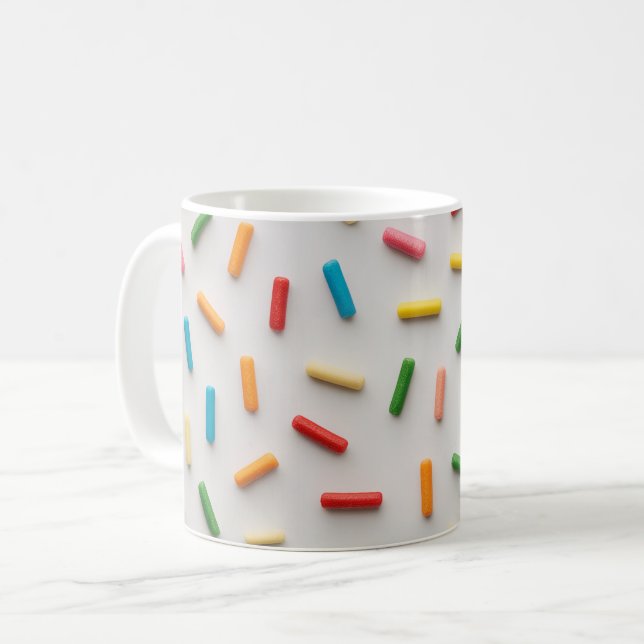 Rainbow Sprinkles Colorful Pattern Coffee Mug (Front Left)