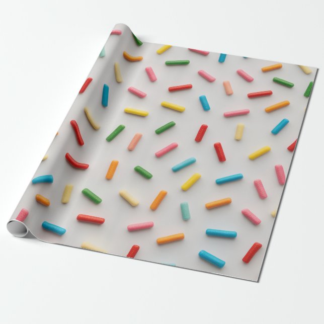 Rainbow Sprinkles Colorful Pattern Wrapping Paper (Unrolled)