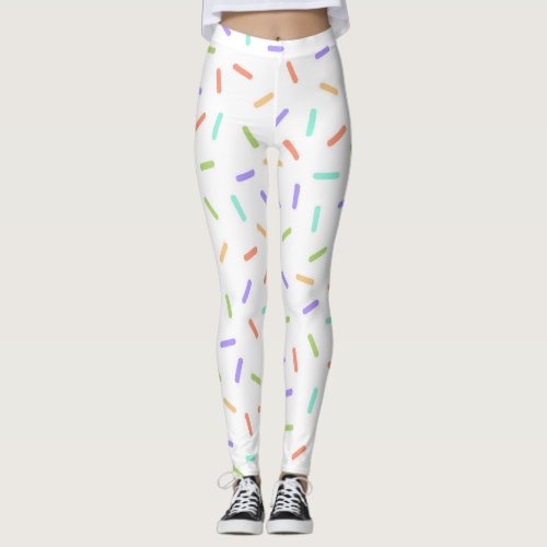 Rainbow sprinkles confetti fun colorful pattern leggings