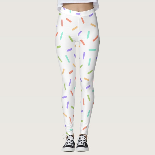 Rainbow sprinkles confetti fun colorful pattern leggings (Front)