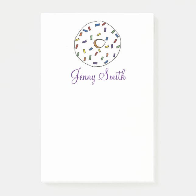 Rainbow Sprinkles Donut Doughnut Foodie Post Its Post-it Notes (Front)