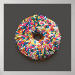 Rainbow Sprinkles Donut Poster (on Gray) at Zazzle