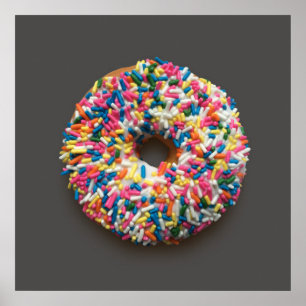 Rainbow Sprinkles Donut poster (on gray)