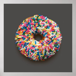 Rainbow Sprinkles Donut poster (on gray)