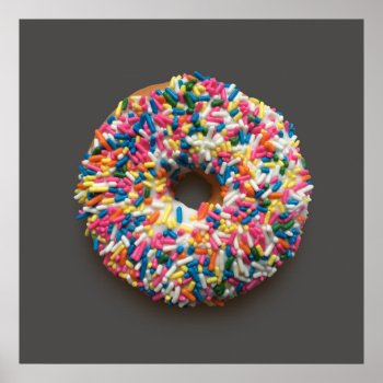 Rainbow Sprinkles Donut Poster (on Gray) by Sugarbutters at Zazzle