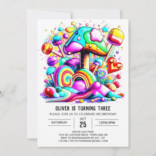 Rainbow Sprinkles Kids Birthday Invitation