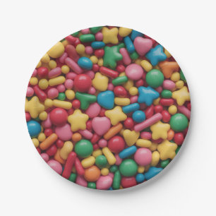 Rainbow sprinkles paper plates