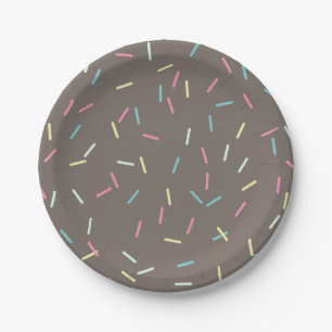 Rainbow Sprinkles Pattern Birthday Paper Plates