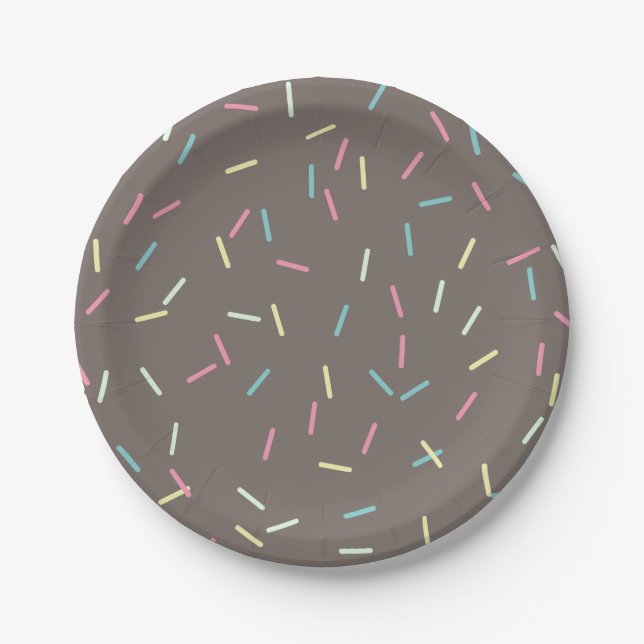 Rainbow Sprinkles Pattern Birthday Paper Plates (Front)