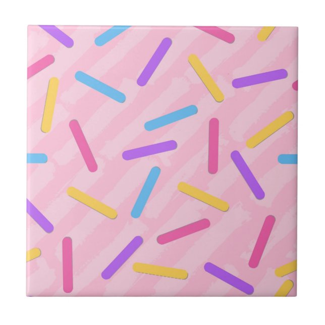 Rainbow sprinkles pattern ceramic tile (Front)