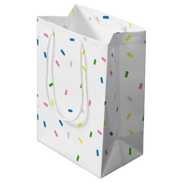 Rainbow Sprinkles Pattern Party Medium Gift Bag (Back Angled)