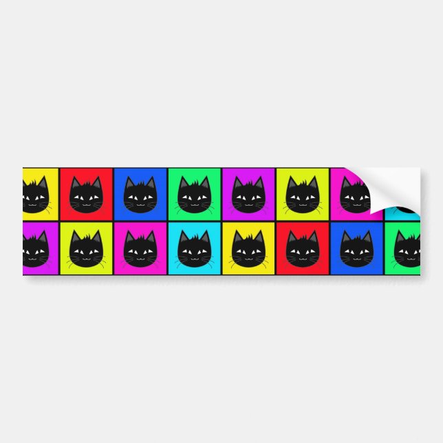 Rainbow Square Cat Pattern Bumper Sticker (Front)