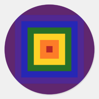 Rainbow Square Classic Round Sticker