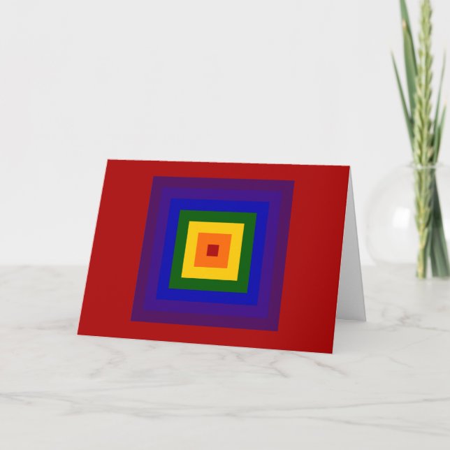 Rainbow Square Letterpress Thank You Card (Front)