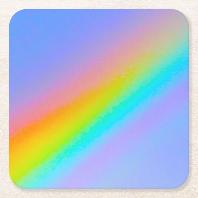 rainbow  square paper coaster (Front)