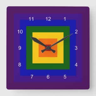 Rainbow Square Square Wall Clock