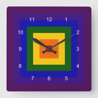 Rainbow Square Square Wall Clock