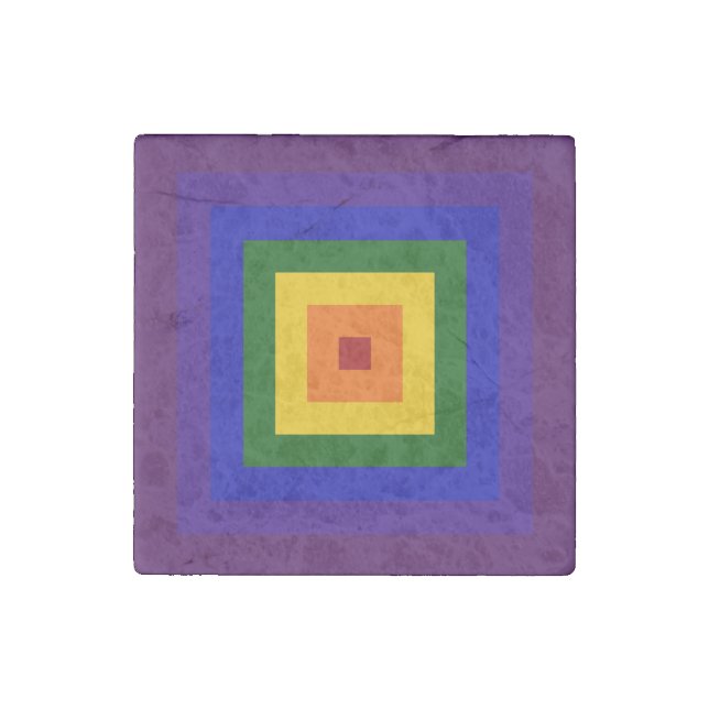 Rainbow Square Stone Magnet (Front)