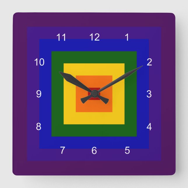 Rainbow Square Wall Clock (Front)