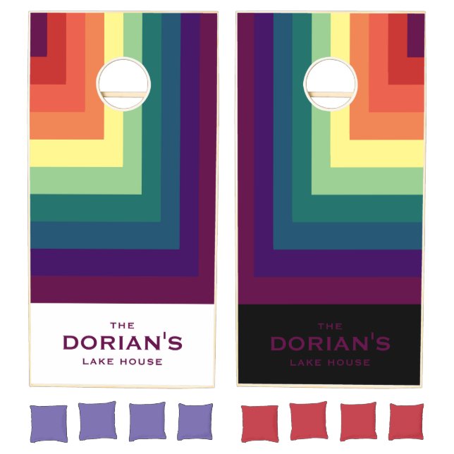 Rainbow Squared Family Name Cornhole Set (Set)