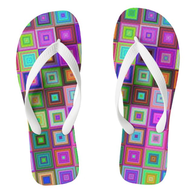 rainbow squares adult flip flops (Footbed)