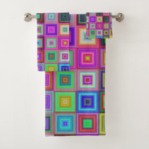 rainbow squares bath towel set
