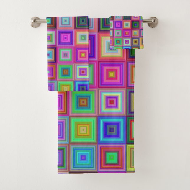 rainbow squares bath towel set (Insitu)