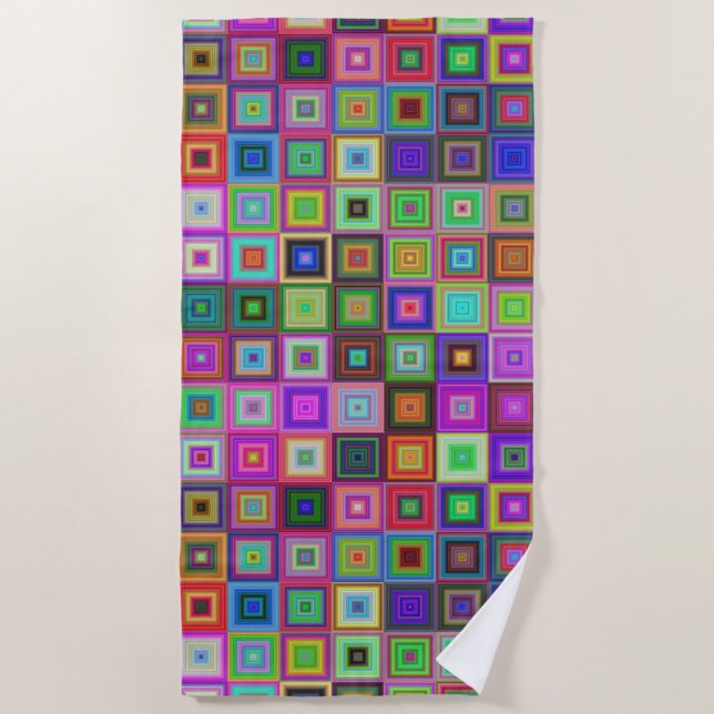 rainbow squares beach towel (Front)