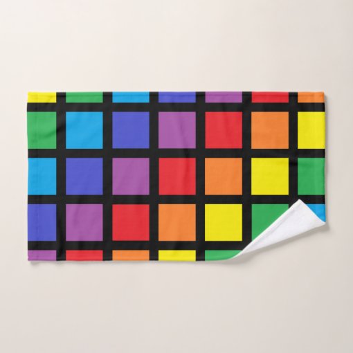 Rainbow Squares Black Bath Towel Set Zazzle