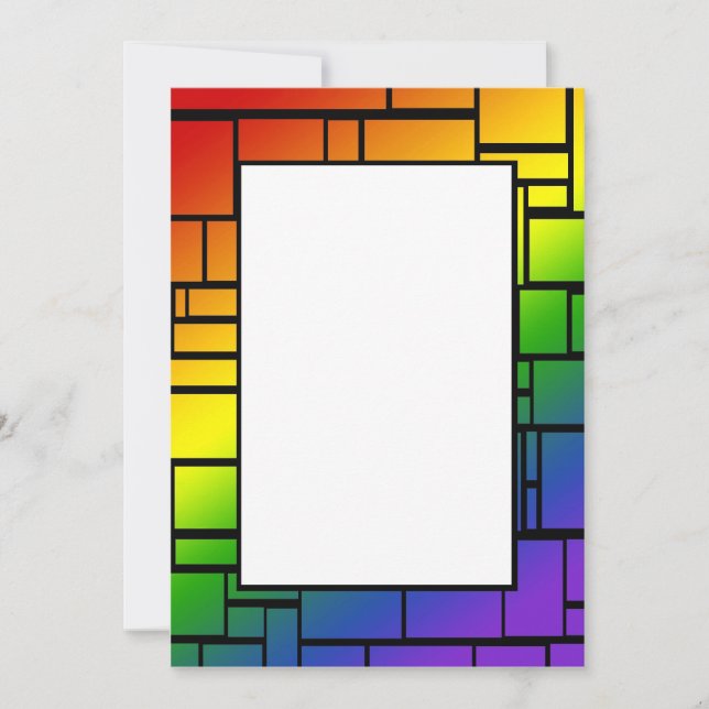 Rainbow Squares Border Invitation (Front)