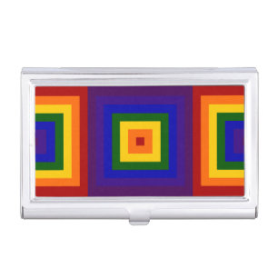 Rainbow Squares Business Card Case